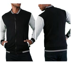 Campus Sutra Varsity Zip Up Sweater Black & Grey Size Large
